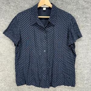 Josephine Chaus Shirt Women 12P Petite Blue Floral Button Up Collared Rayon